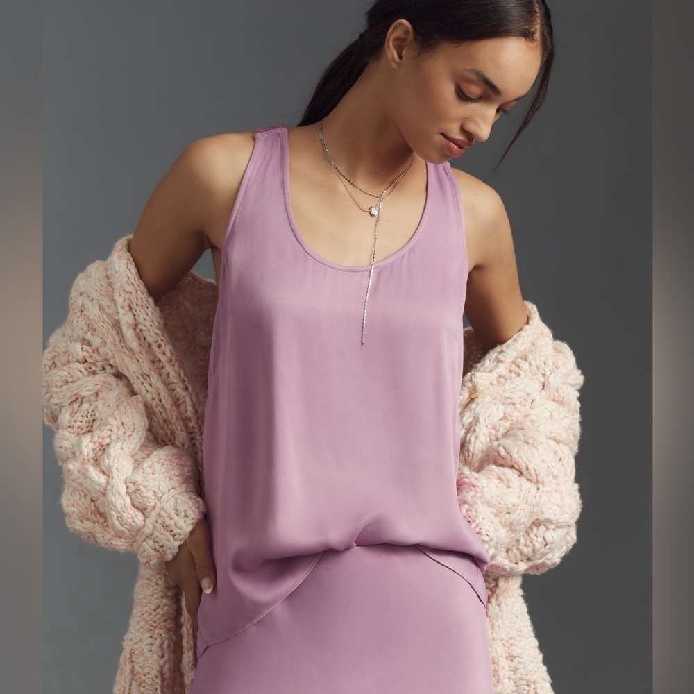 NWT! By Anthropologie Raspberry Slinky Racerback Tank Top - Size Small 🦖 - Picture 2 of 6